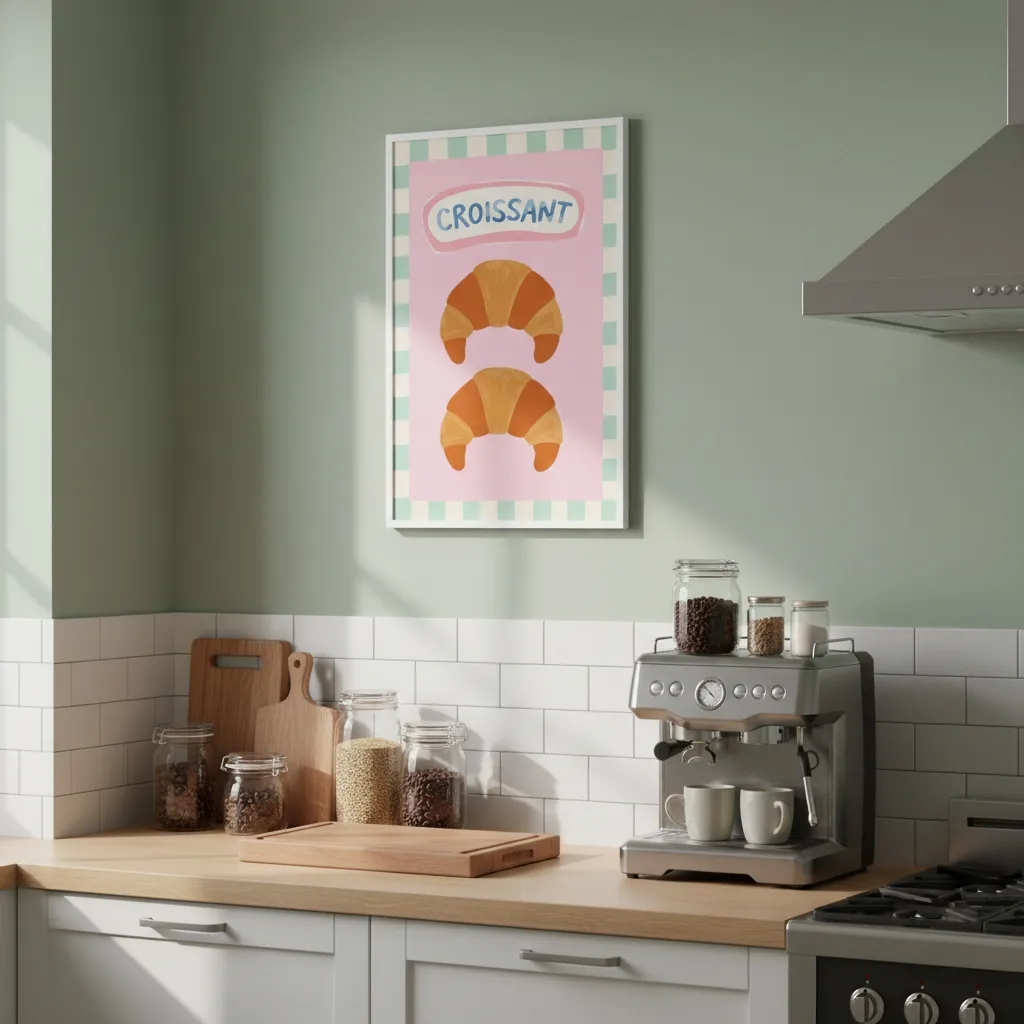 Framed print in a modern kitchen