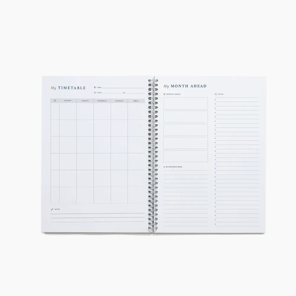 Notebook academic diary pages