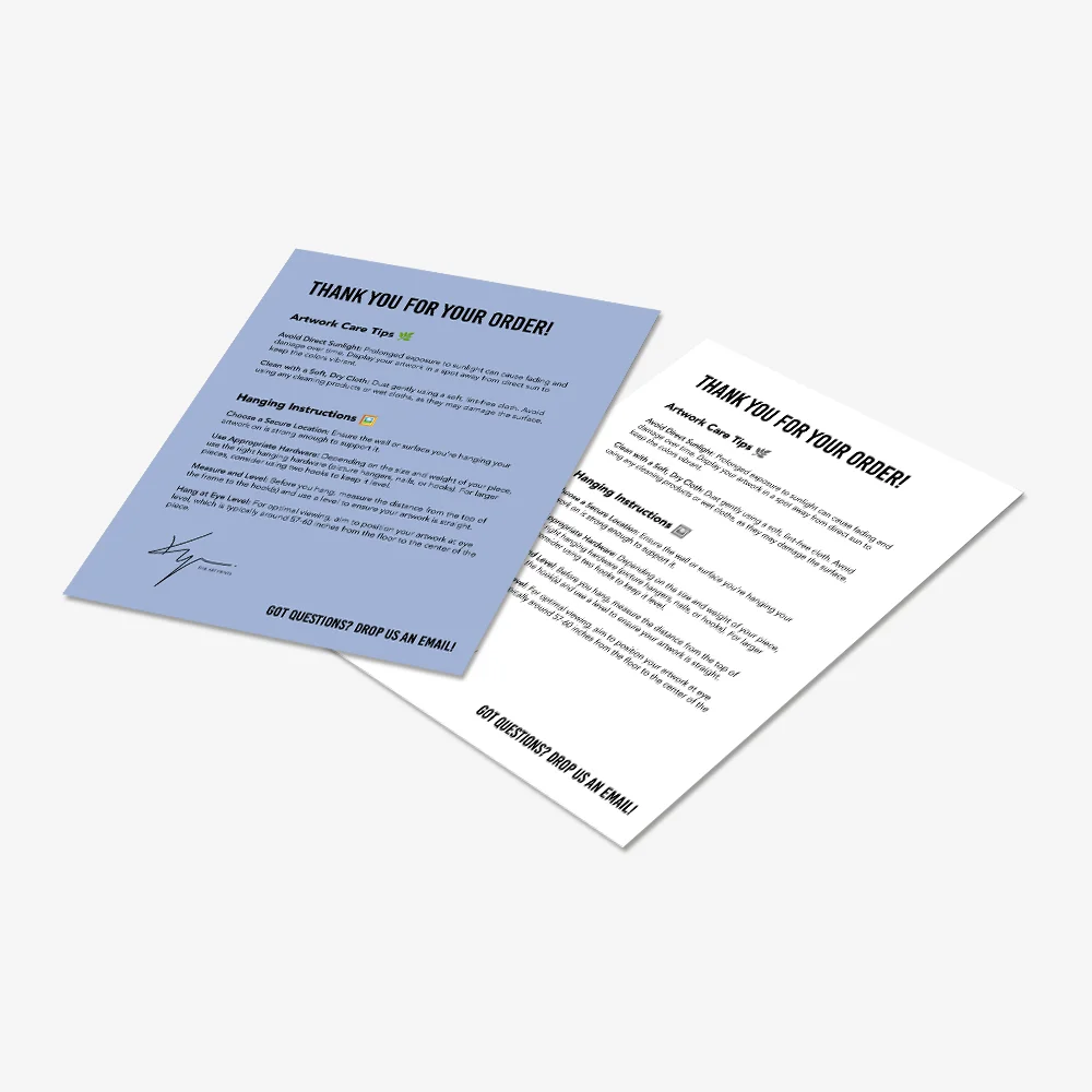 Example of Prodigi packing slips