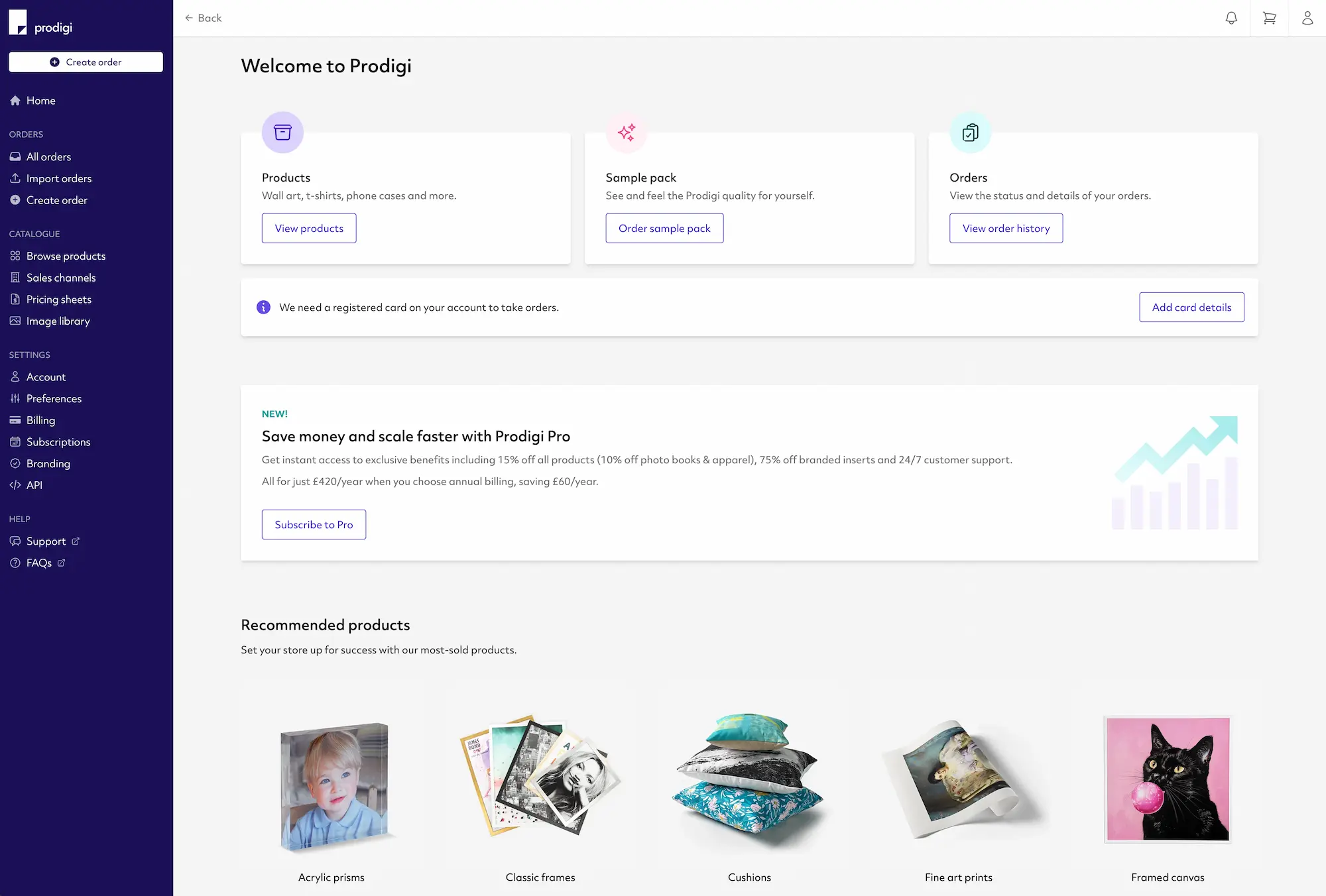 Dashboard homepage