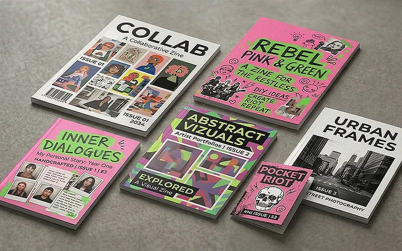 An open zine showing the page contents